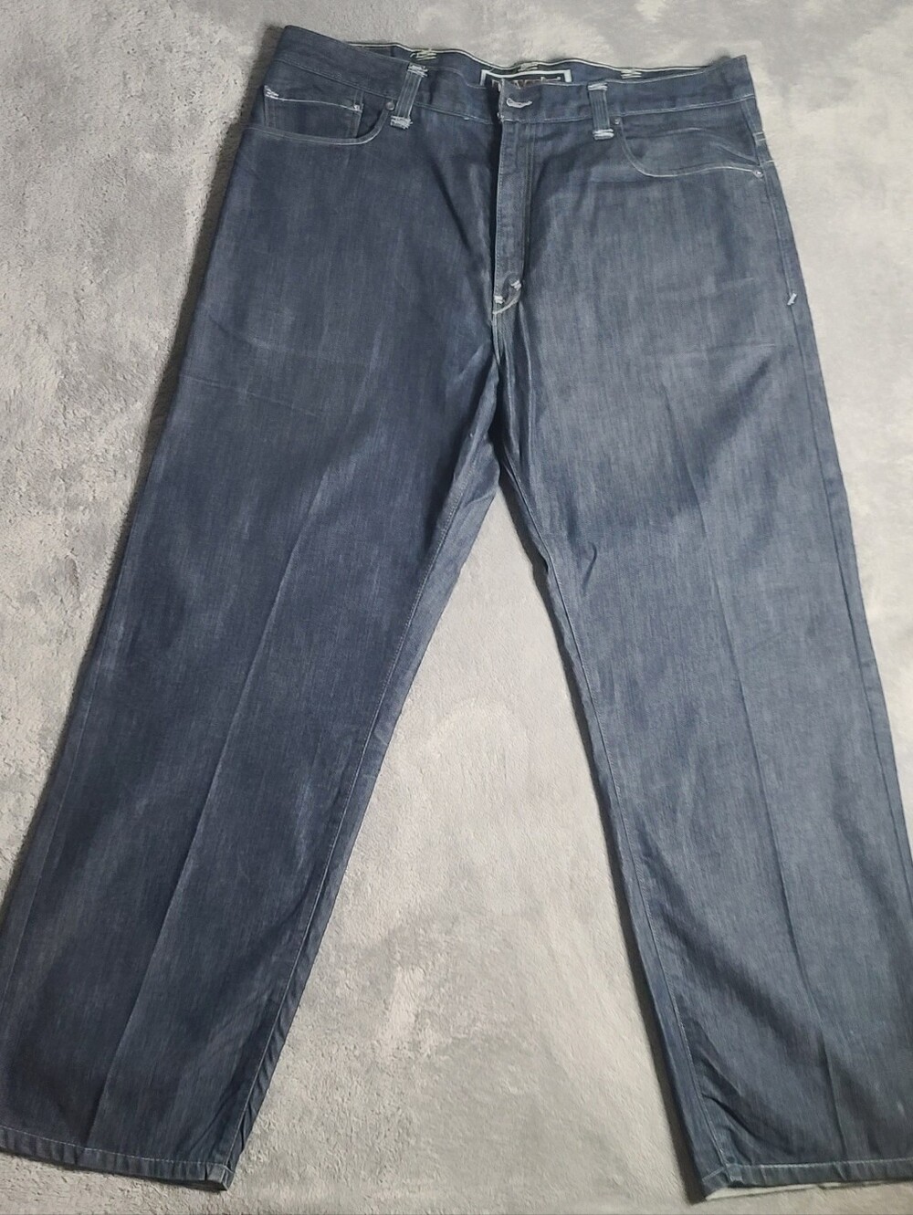 Levis 569 Mens 38x30 Lose Straight Jeans Dark Wash Flap Pocket Thick Stitch Blue